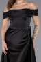 Abendkleid Lang Satin Schwarz ABU5507