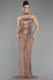 Abendkleid Lang Perlenbesetzt Kupfer ABU5438