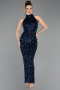 Azurblau Abendkleid Lang ABK2474