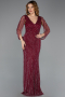 Abendkleid Lang Steinbesetzt Weinrot ABU5475