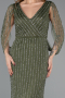 Abendkleid Lang Steinbesetzt Khaki ABU5475
