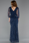Abendkleid Lang Steinbesetzt Marineblau ABU5475