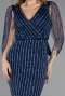 Abendkleid Lang Steinbesetzt Marineblau ABU5475