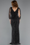 Abendkleid Lang Steinbesetzt Schwarz ABU5475