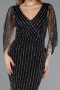 Abendkleid Lang Steinbesetzt Schwarz ABU5475