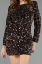 Abendkleid Mini Pailletten-Samt Kupfer ABK2477