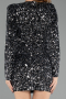 Abendkleid Mini Pailletten-Samt Schwarz-Silber ABK2477