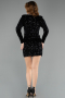 Abendkleid Mini Pailletten-Samt Schwarz ABK2477