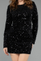 Abendkleid Mini Pailletten-Samt Schwarz ABK2477