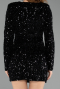 Abendkleid Mini Pailletten-Samt Schwarz ABK2477