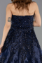 Abendkleid Lang Perlenbesetzt Marineblau ABU5511
