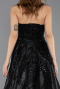 Abendkleid Lang Perlenbesetzt Schwarz ABU5511