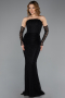 Abendkleid Lang Spitze Schwarz ABU5510