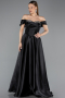 Abendkleid Lang Satin Schwarz ABU5530