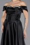 Abendkleid Lang Satin Schwarz ABU5530