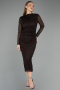 Partykleid Midi Steinbesetzt Braun ABK2492