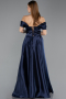 Abendkleid Lang Satin Marineblau ABU5530