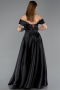 Abendkleid Lang Satin Schwarz ABU5530