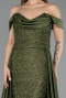 Abendkleid Lang Perlenbesetzt Khaki ABU5542