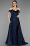 Abendkleid Lang Perlenbesetzt Marineblau ABU5542
