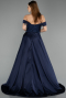 Abendkleid Lang Perlenbesetzt Marineblau ABU5542