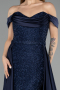 Abendkleid Lang Perlenbesetzt Marineblau ABU5542