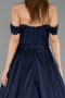 Abendkleid Lang Perlenbesetzt Marineblau ABU5542