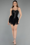 Abendkleid Mini Satin Schwarz ABK2497