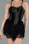 Abendkleid Mini Satin Schwarz ABK2497