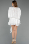 Abendkleid Mini Chiffon Weiß ABK2499