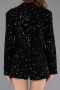 Abendkleid Kurz Pailletten-Samt Schwarz ABK2478