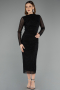 Partykleid Midi Steinbesetzt Schwarz ABK2492