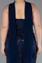 Abendkleid in Übergröße Lang Perlenbesetzt Marineblau ABU5495