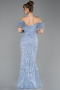 Abendkleid Lang Perlenbesetzt Indigo ABU5547