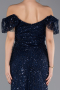 Abendkleid Lang Perlenbesetzt Marineblau ABU5547