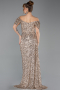 Hellgold Abendkleid Schuppig Lang ABU4843