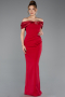 Rot Schulterfreies Langes Abendkleid ABU5562