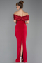 Rot Schulterfreies Langes Abendkleid ABU5562
