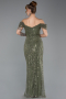 Abendkleid Lang Perlenbesetzt Khaki ABU5557