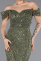 Abendkleid Lang Perlenbesetzt Khaki ABU5557