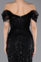 Abendkleid Lang Perlenbesetzt Schwarz ABU5557