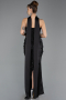 Abendkleid Lang Perlenbesetzt Schwarz ABU5556