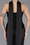 Abendkleid Lang Perlenbesetzt Schwarz ABU5556