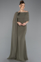 Khaki Standesamtkleid Chiffon Lang ABU5418