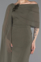 Khaki Standesamtkleid Chiffon Lang ABU5418