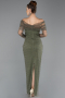 Khaki Abendkleid Perlenbesetzt Lang ABU5550