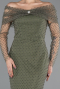 Khaki Abendkleid Perlenbesetzt Lang ABU5550