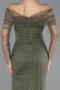Khaki Abendkleid Perlenbesetzt Lang ABU5550