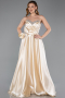 Abendkleid Lang Satin Beige ABU5929