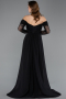 Standesamtkleid Lang Chiffon Schwarz ABU5602